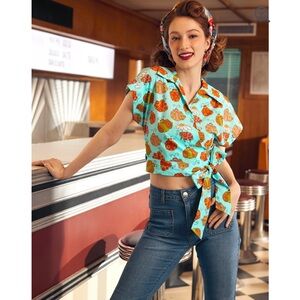 ModCloth x Marisol Muro Fabulous Fantasies wrap top mod print NWT sz 1X